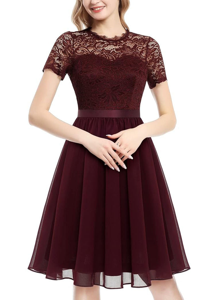 Bordo mežģīņu kokteiļkleita (M; L; XL; XXL)