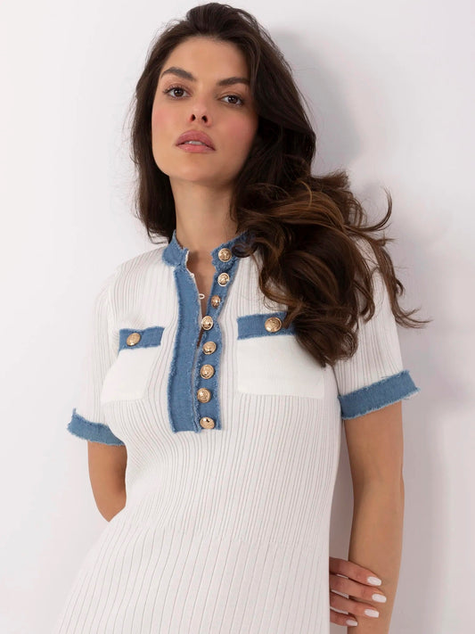 Balta smalka adījuma kleita (one size)