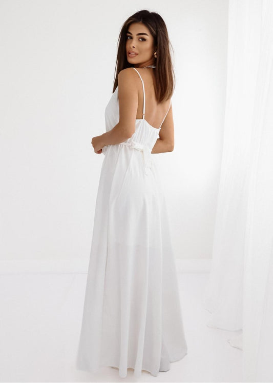 Balta garā kleita ar ziedu (One size)