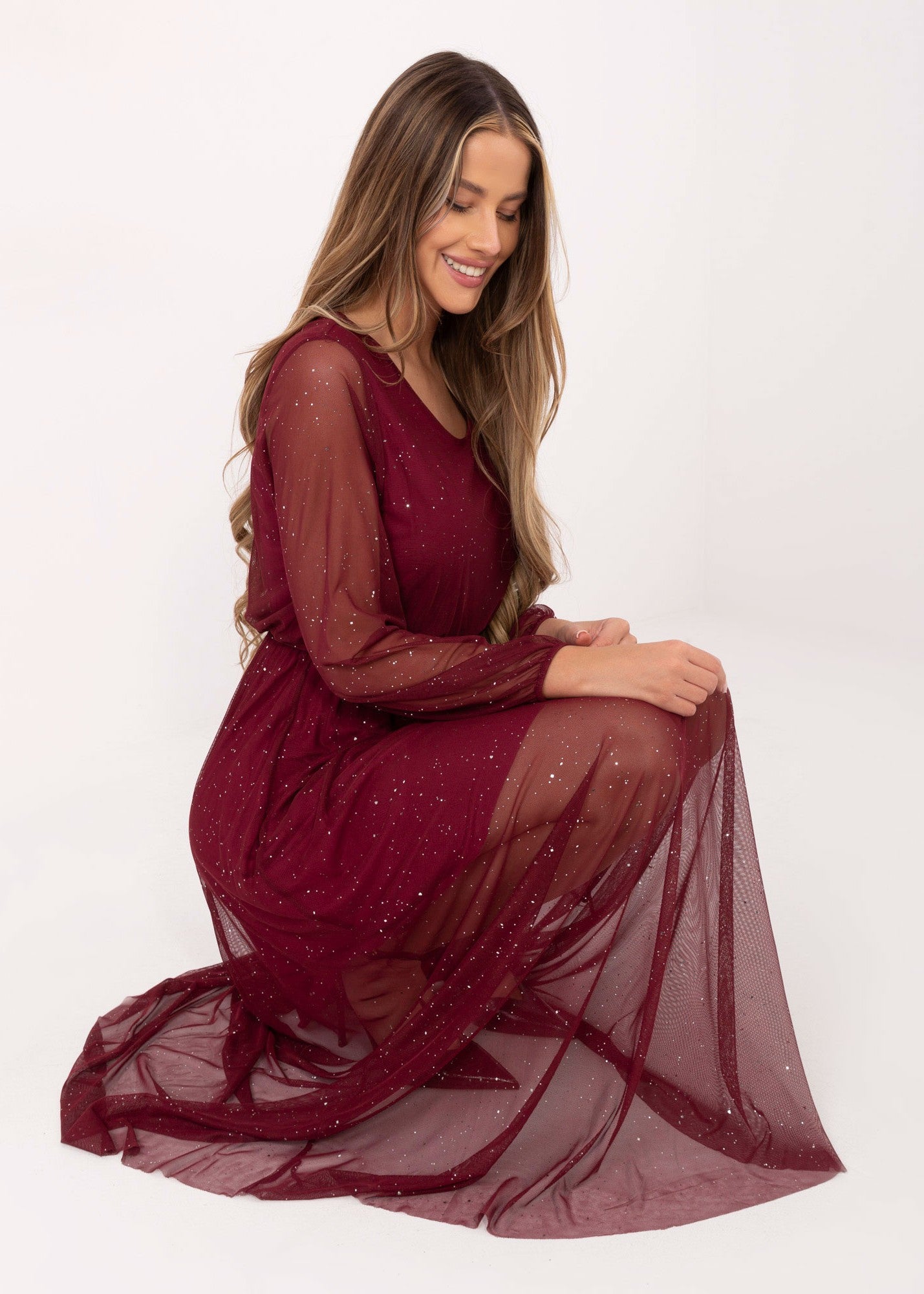 Bordo spīdīga kleita (One size/S-L)