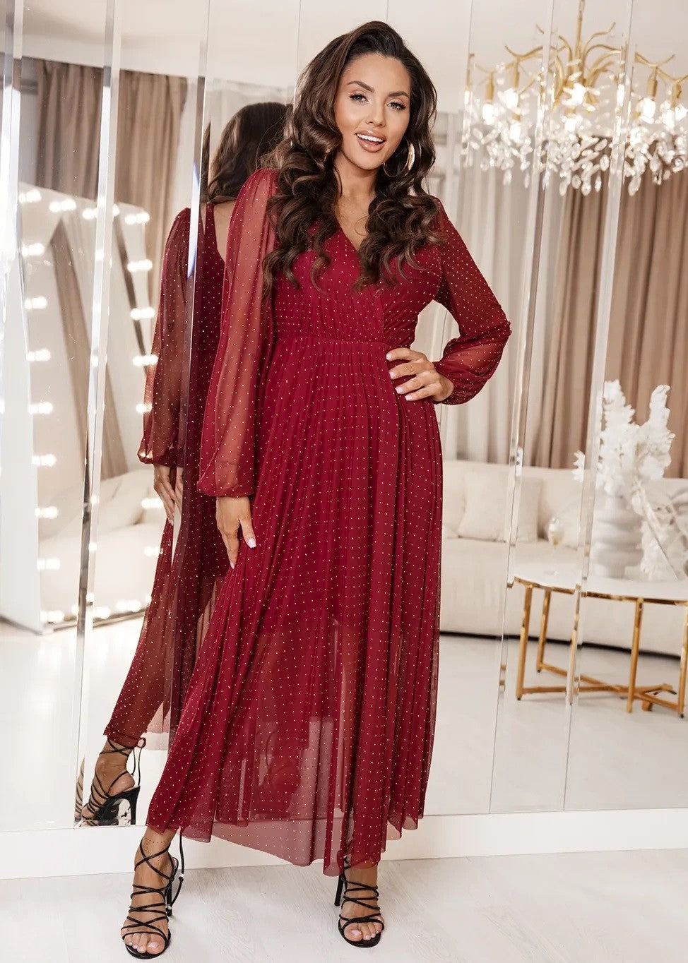 Bordo spīdīga kleita (One size/S-L)