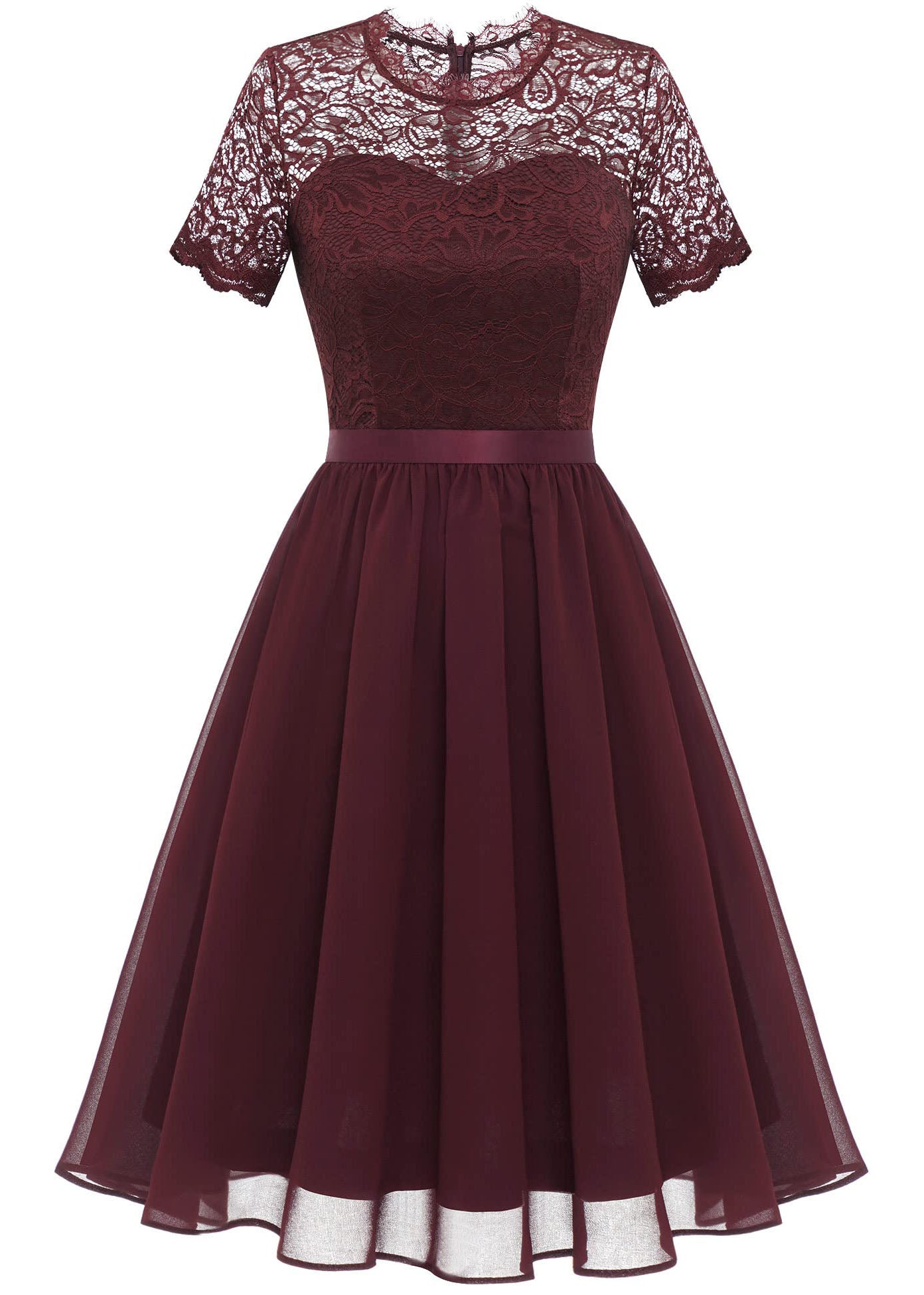 Bordo mežģīņu kokteiļkleita (M; L; XL; XXL)