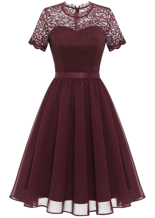 Bordo mežģīņu kokteiļkleita (M; L; XL; XXL)