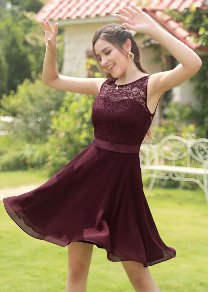 Bordo sarkana mini svētku kleita (S)