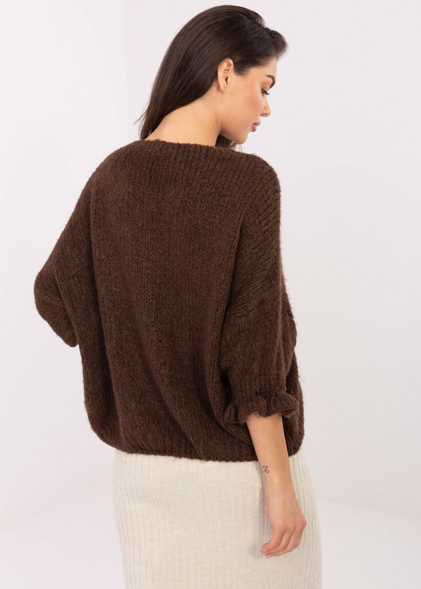 Brūna jaka ar striķīšiem (One size/S-XL)