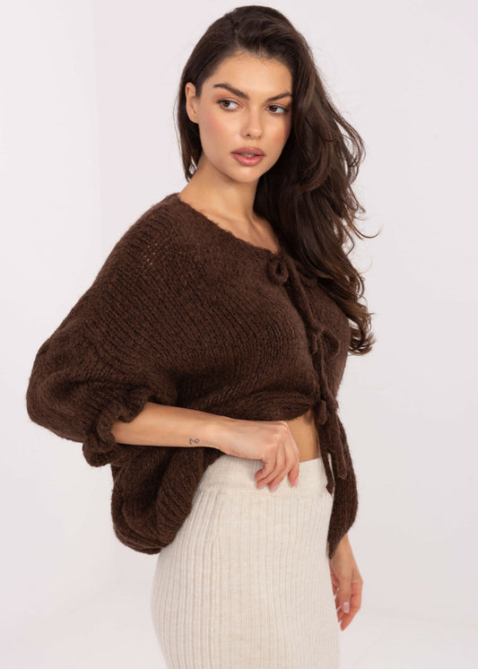 Brūna jaka ar striķīšiem (One size/S-XL)