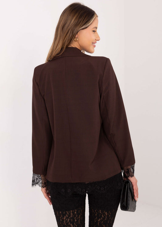 Brūna žakete ar mežģīni (One size/S-L)