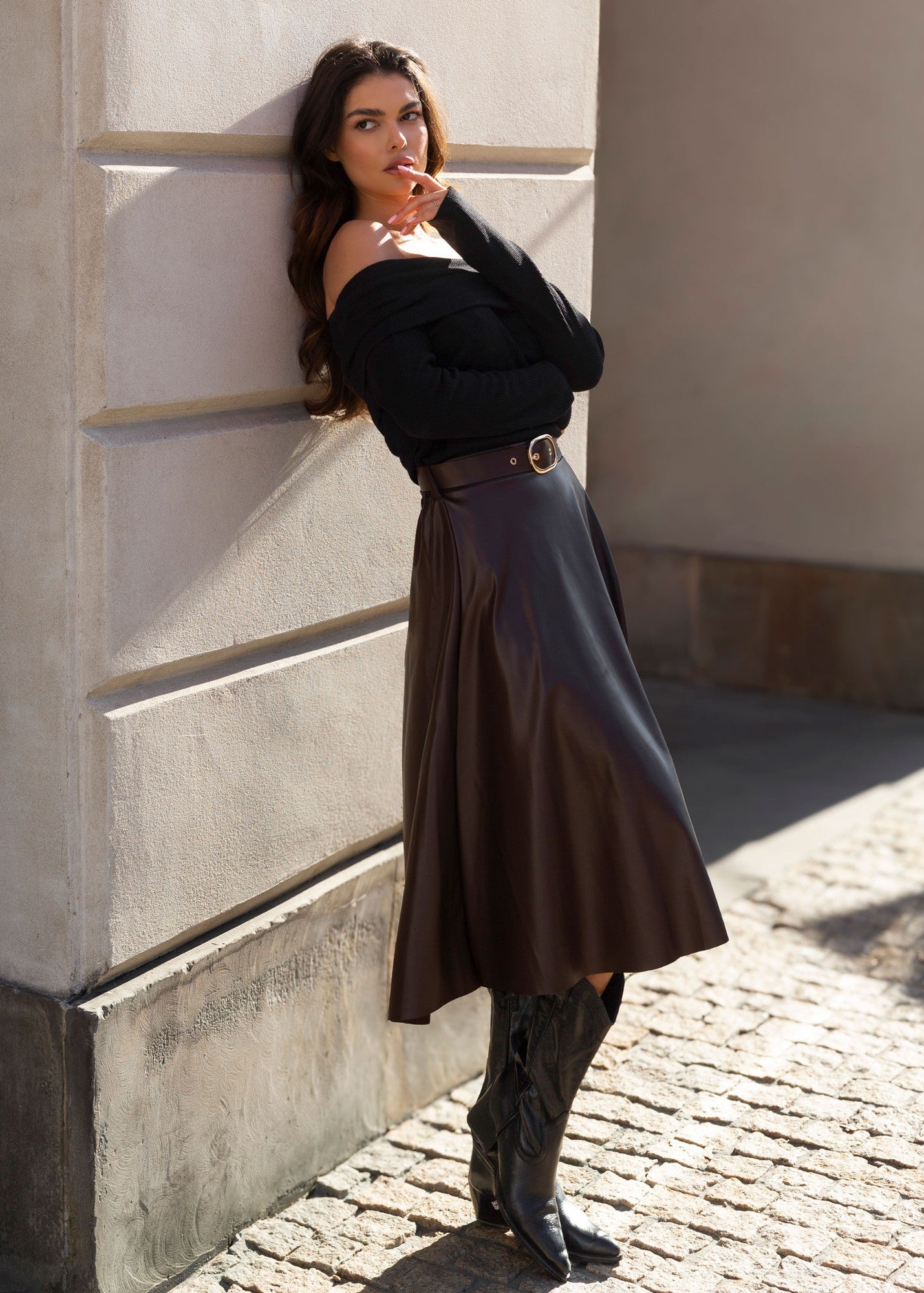 Brūni eko ādas svārki (One size/S-L)