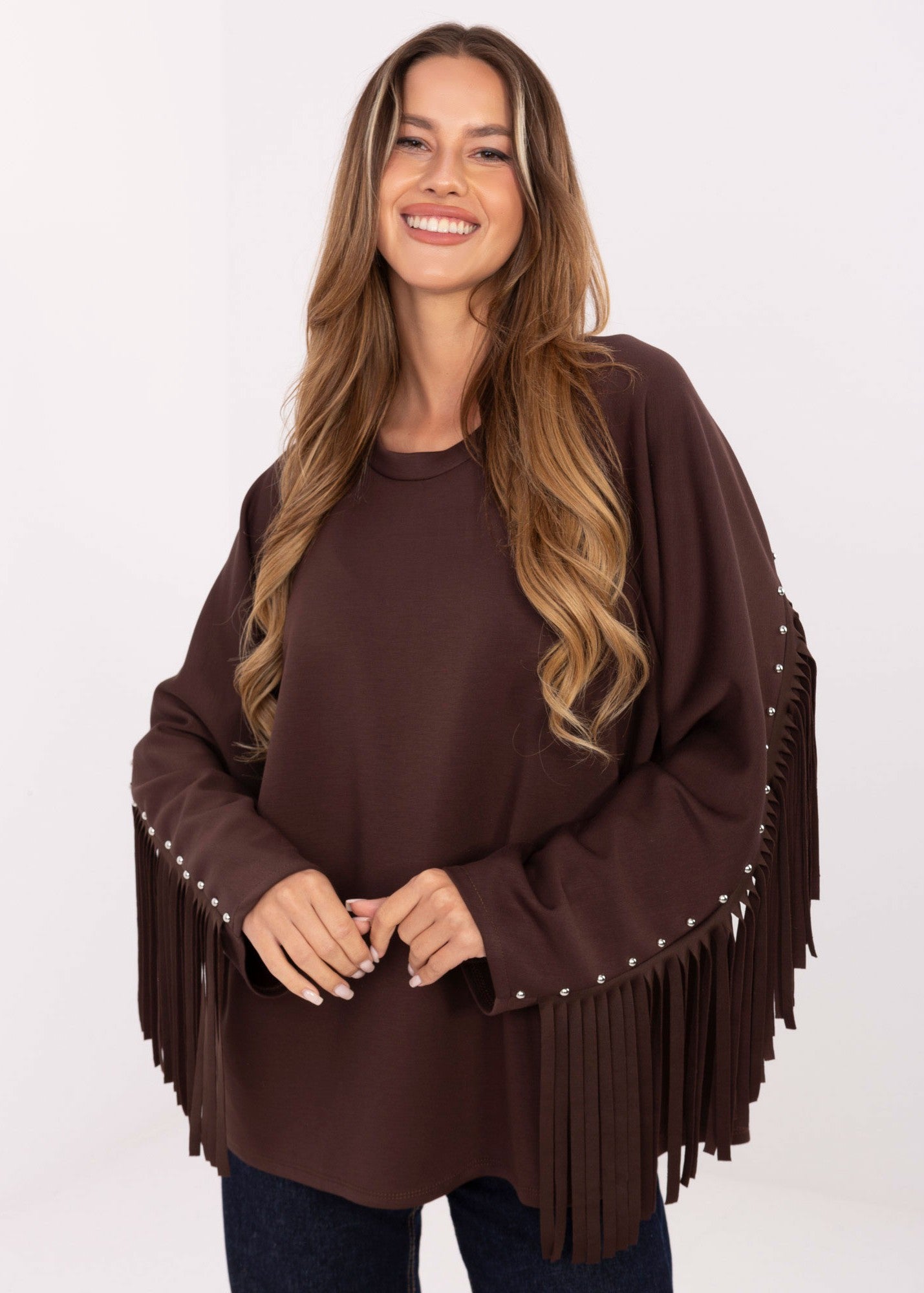 Brūns džemperis ar bārkstīm (One size/S-XL)