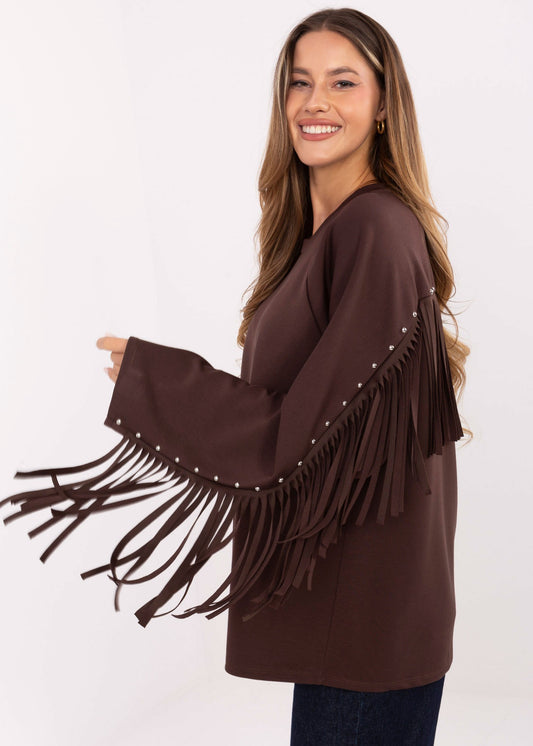 Brūns džemperis ar bārkstīm (One size/S-XL)