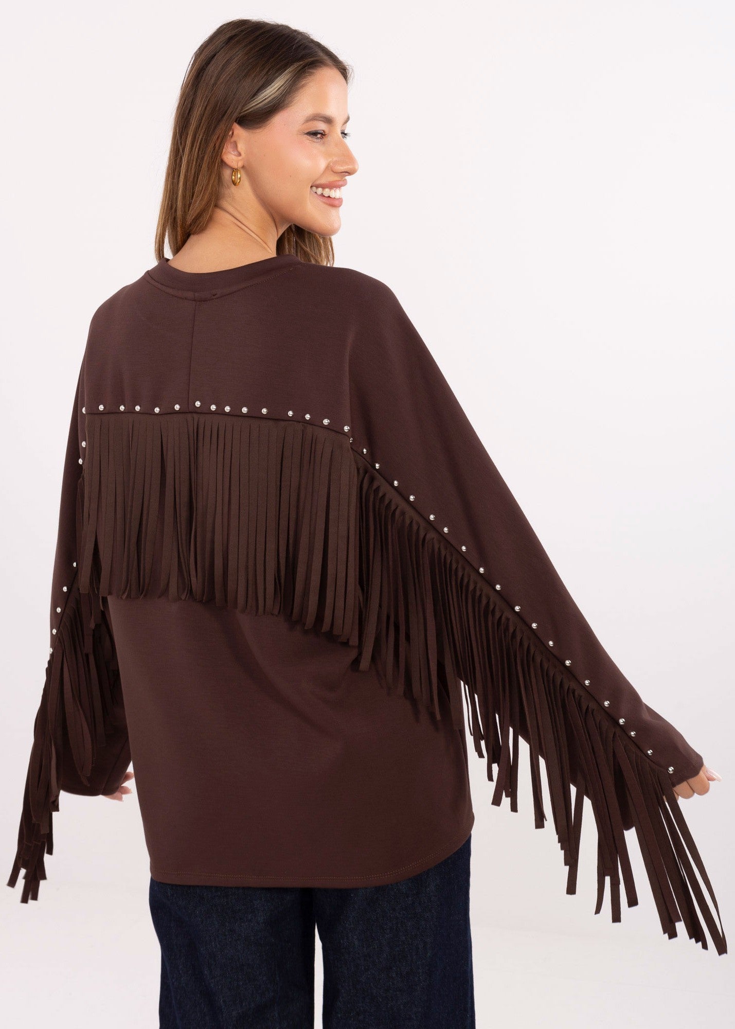 Brūns džemperis ar bārkstīm (One size/S-XL)