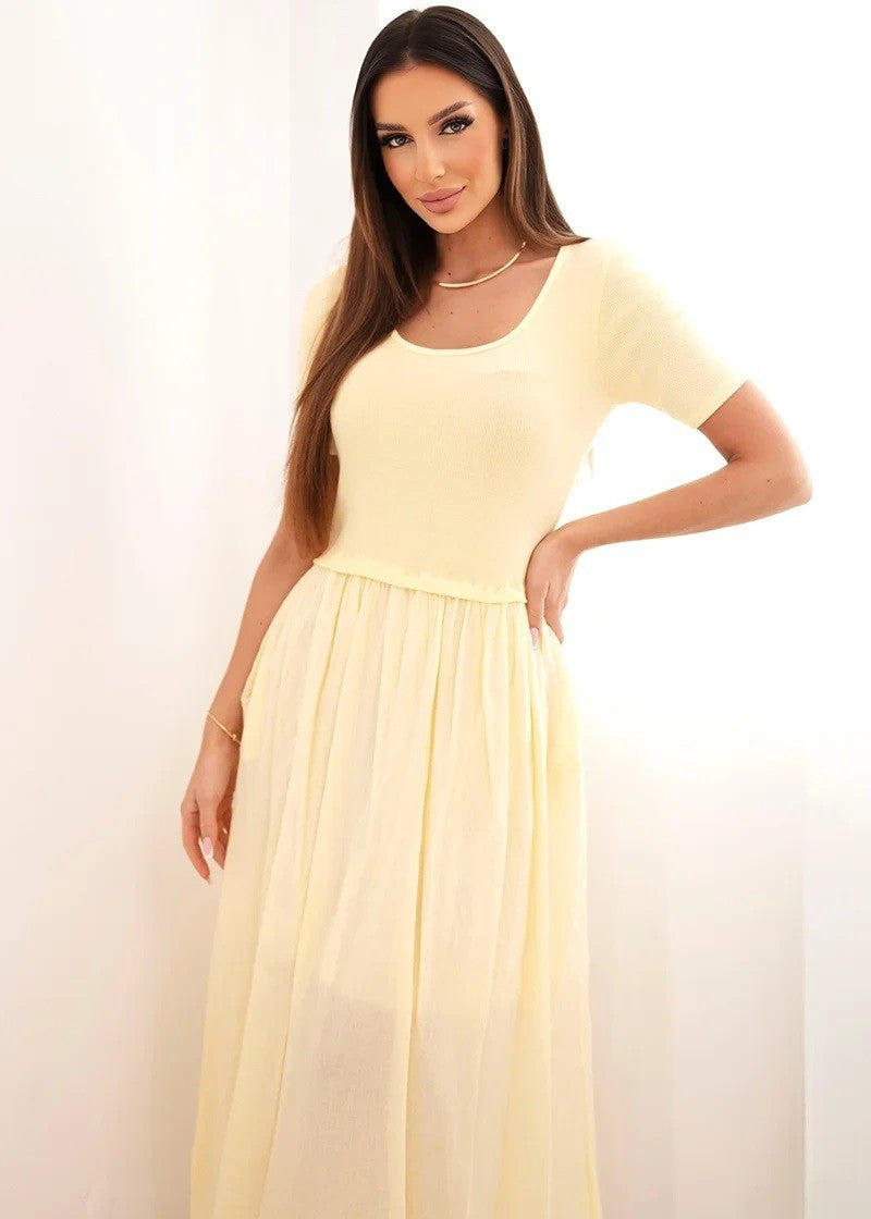 Gaiši dzeltena ikdienas kleita (One size/S-L)