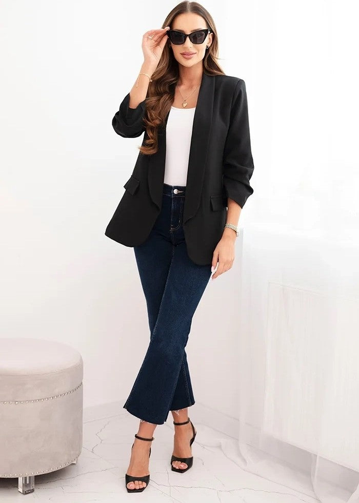 melna sieviešu ikdienas biroja žakete