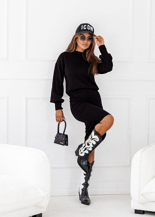 Melns komplekts, svārki+džemperis (XL)