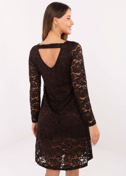 Brūna mežģīņu kleita (One size/S-L)