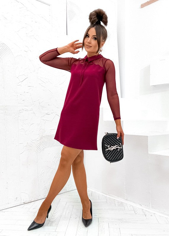 Bordo krāsas mini kleita (M; L; XL)