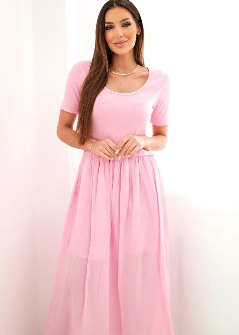 Rozā ikdienas kleita (One size/S-L)