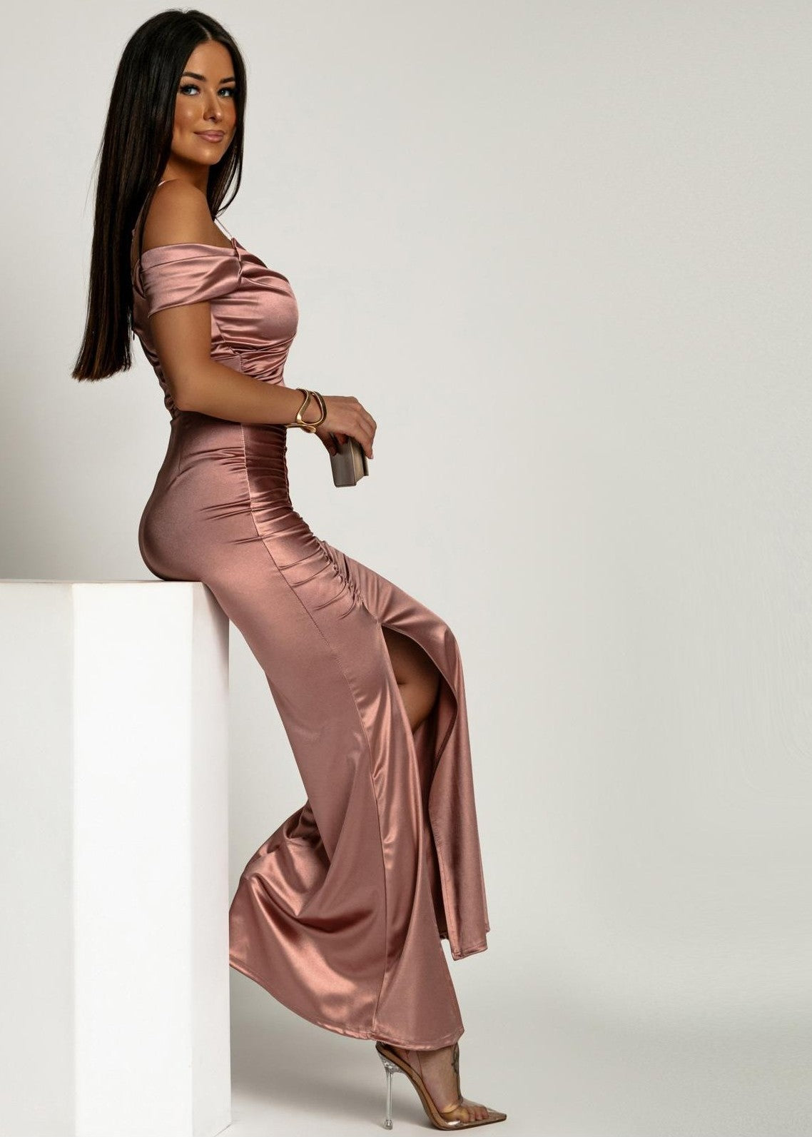 Rozā garā vakarkleita (XS/S)