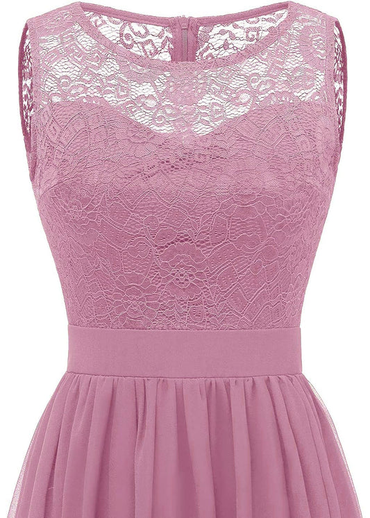 Rozā garā kleita ar mežģīnēm (S; XXL)