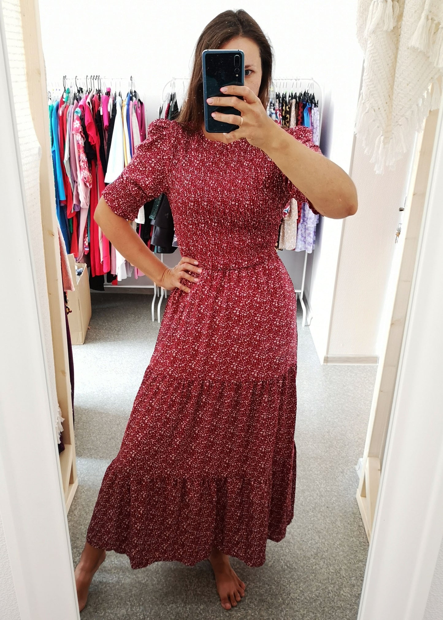 Tumši sarkana maxi kleita (S/M)