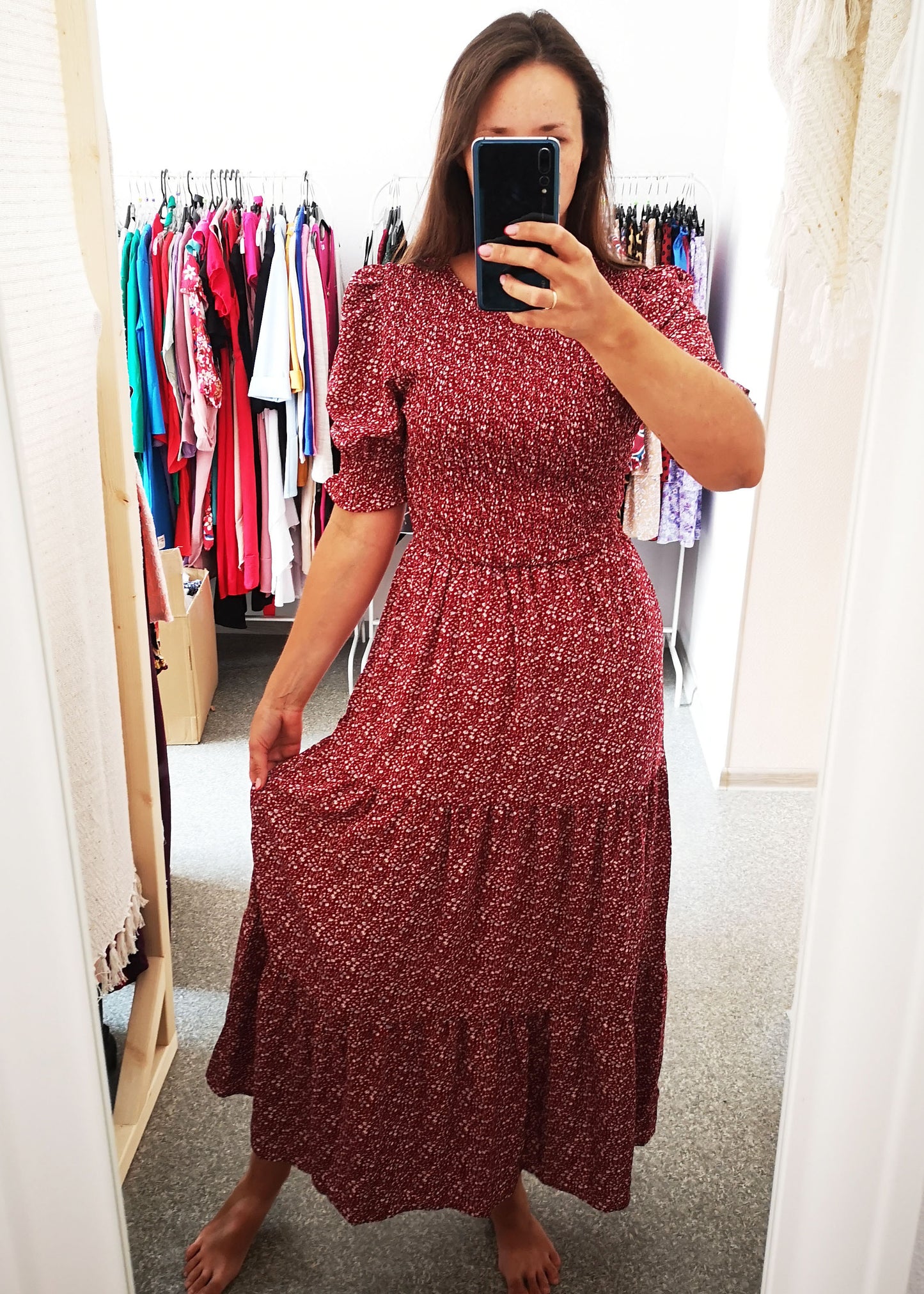 Tumši sarkana maxi kleita (S/M)