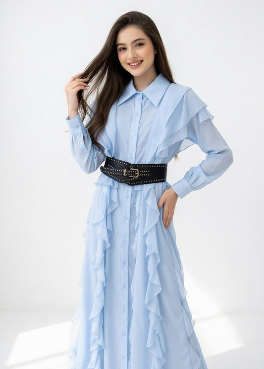 Šifona kleita ar jostu (S/M; M/L)