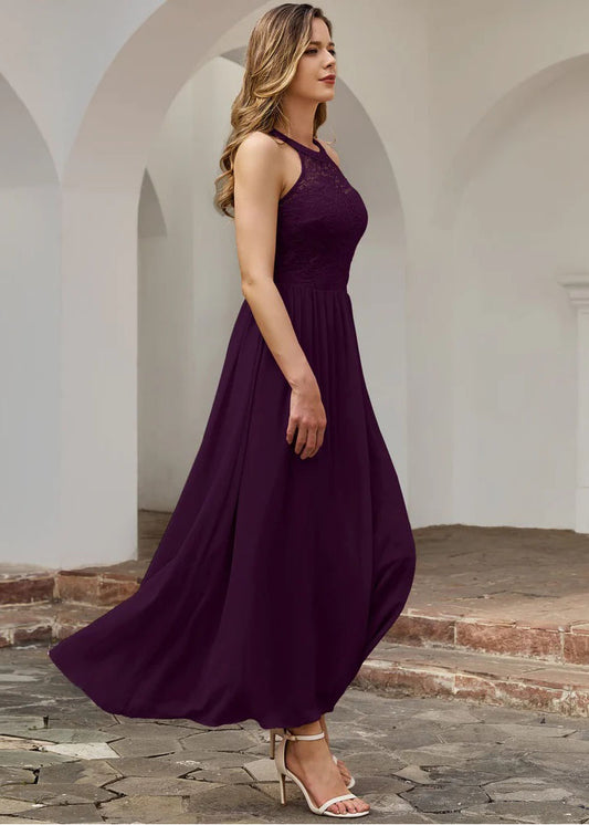 Vīnogu krāsas garā kleita (XL)