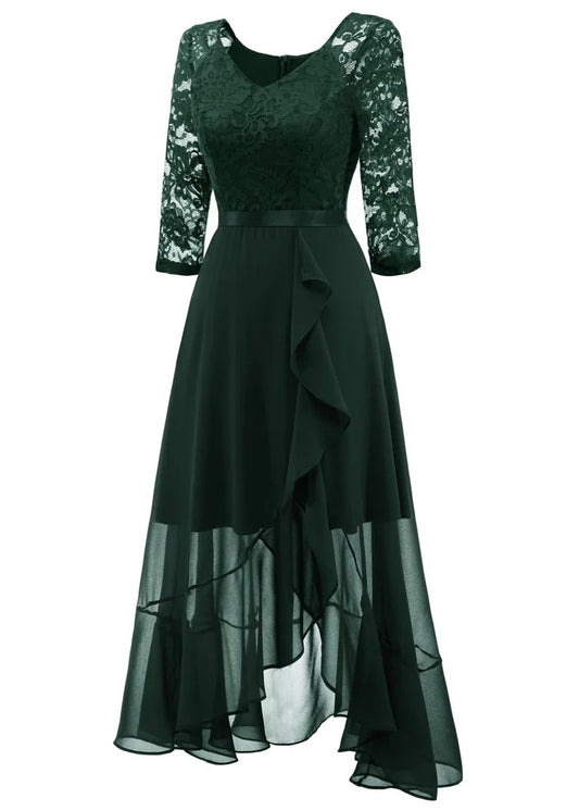 Zaļa mežģīņu, šifona kleita (M)