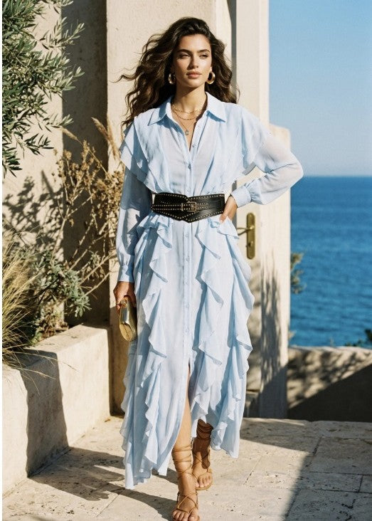 Šifona kleita ar jostu (S/M; M/L)