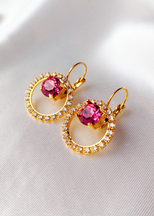 Apzeltīti auskari ar greznu riņķīti (24 toņi)