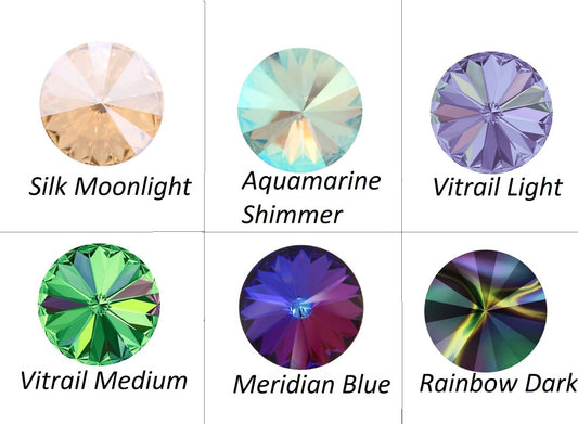 Apzeltīti grezni nagliņauskari ar SW Rivoli (8 toņi)