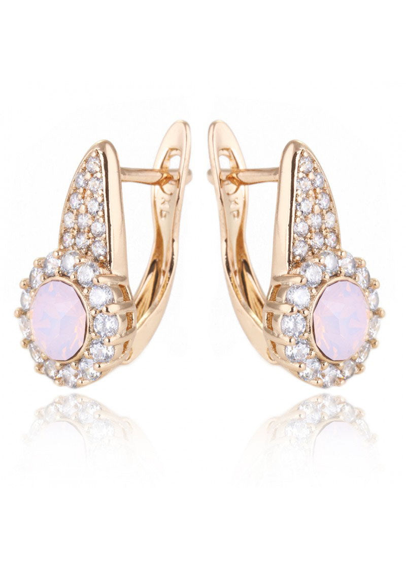Apzeltīti auskari ar SW Rose Water Opal