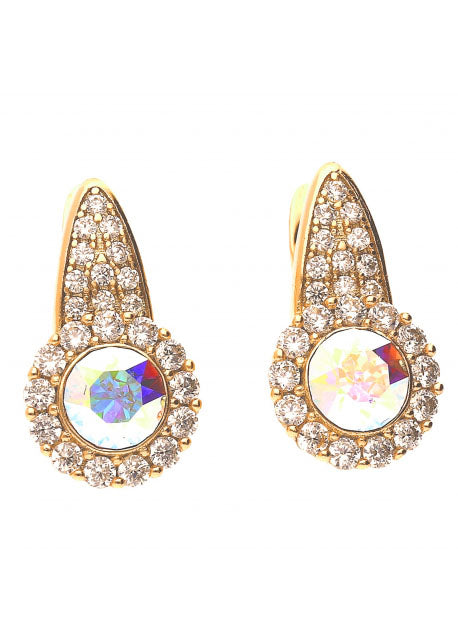 Apzeltīti auskari ar Swarovski Crystal AB kristāliem