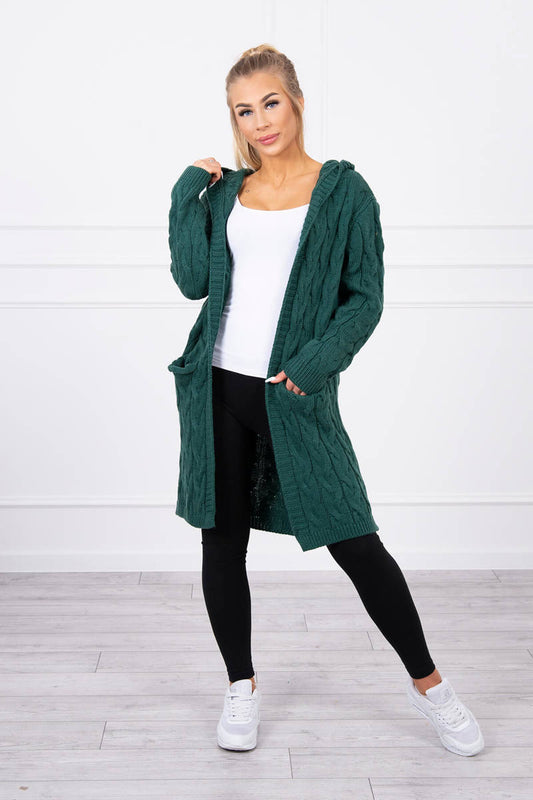 Zaļš kardigāns ar kapuci (One size)