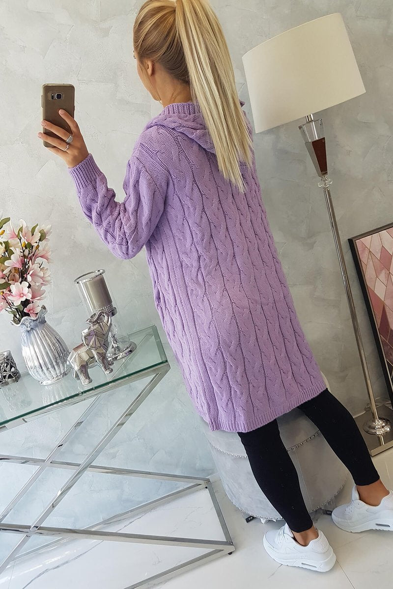Gaiši violeta garā jaka ar kapuci