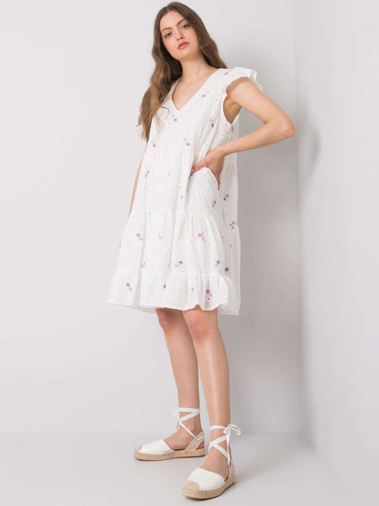 Balta, brīva kokvilnas kleita (One size)