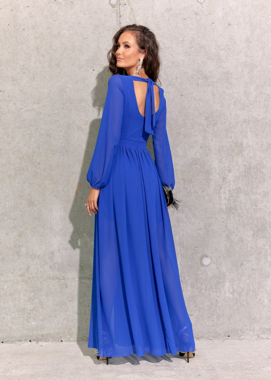 Zila maxi kleita ar piedurknēm (XL)