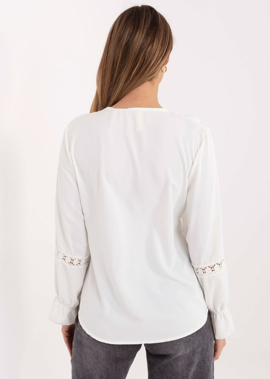 Balta blūze ar brošiņu (One size/S-L)