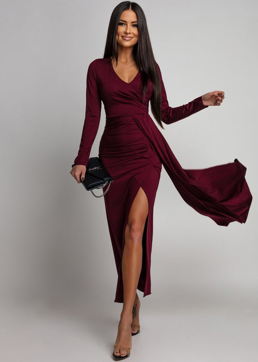 Bordo pieguļoša kleita (One size/XS-M)