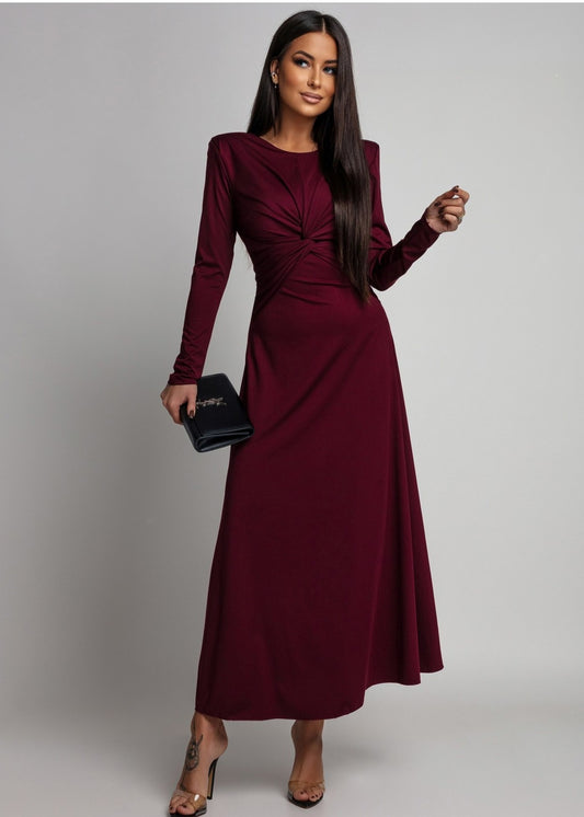 bordo svētku kleita ar garām piedurknēm