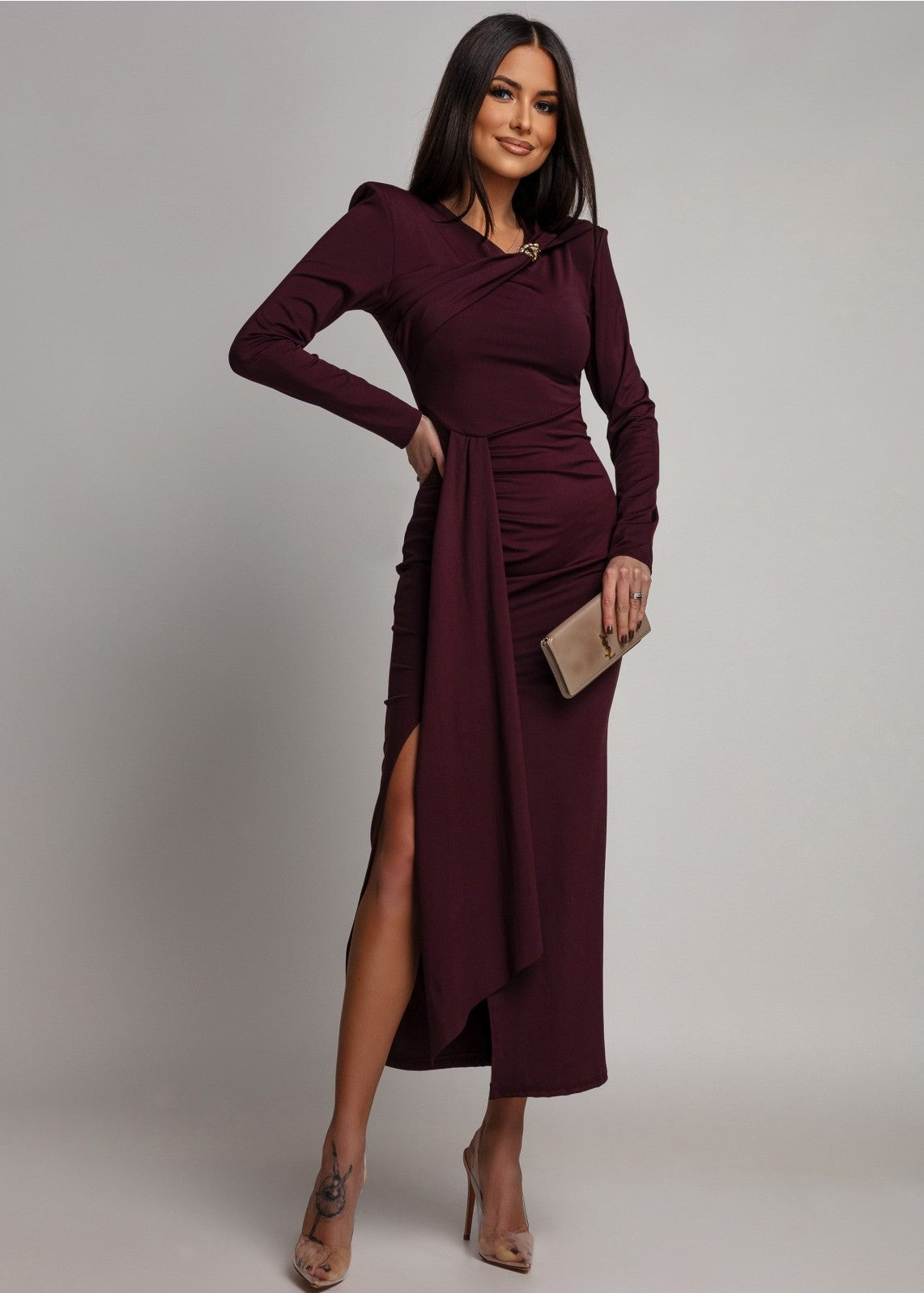 Bordo pieguļoša kleita (One size/XS-M)