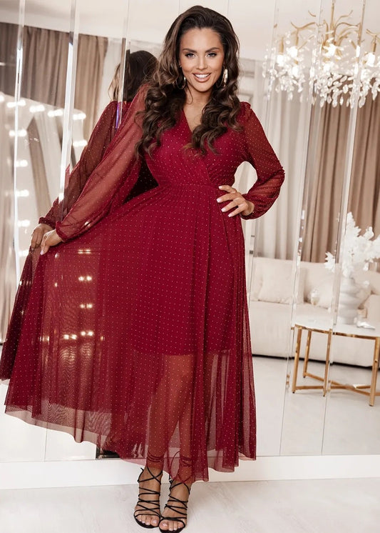 Bordo spīdīga kleita (One size/S-L)