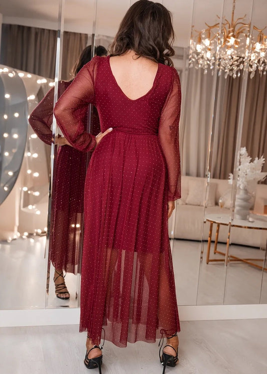 Bordo spīdīga kleita (One size/S-L)