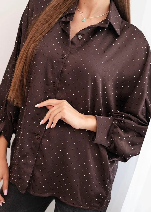 brūna svinīga sieviešu blūze svētkiem