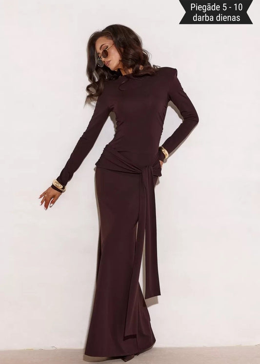 Tumši brūna, pieguļoša kleita (M; L; XL)