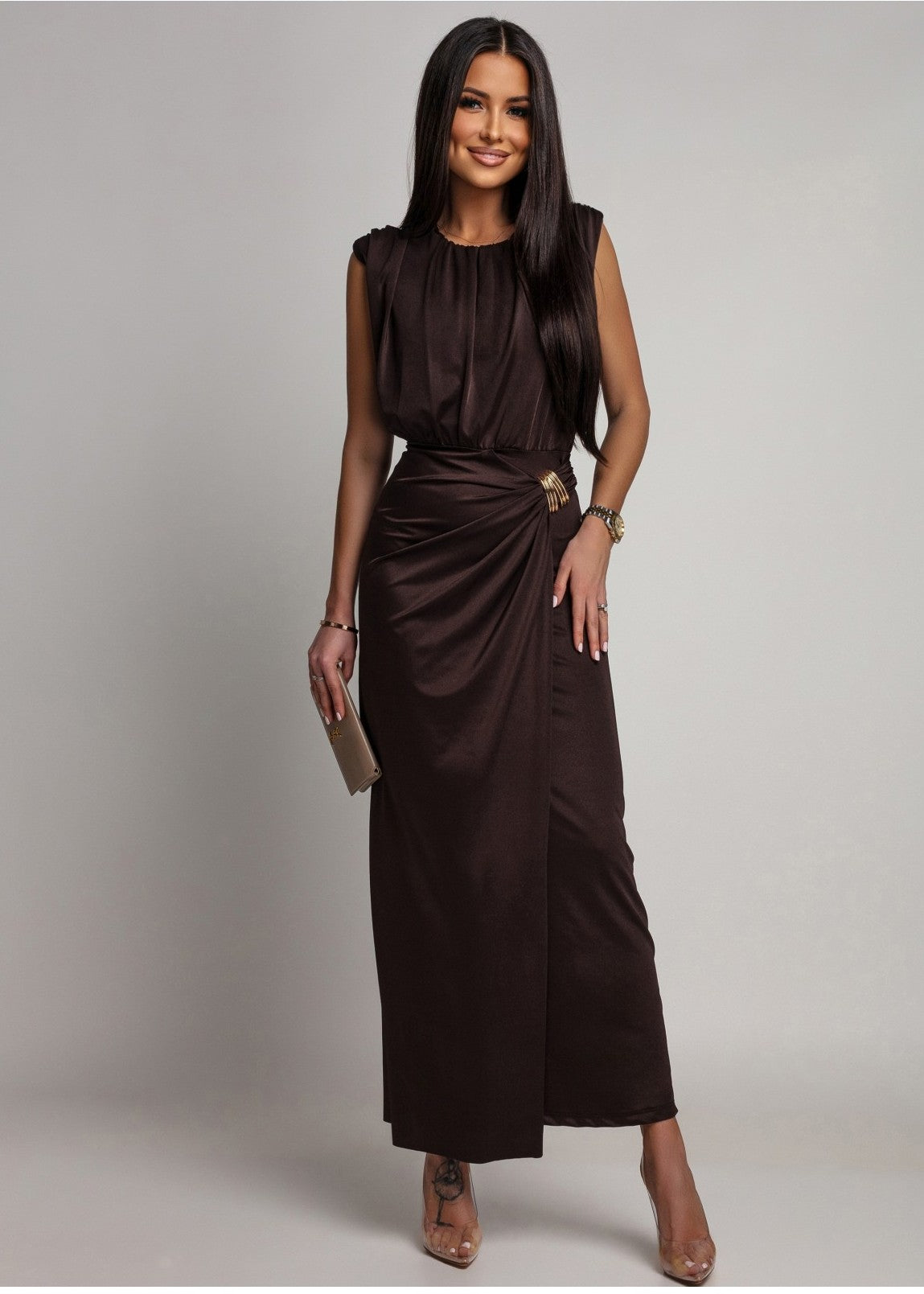 Brūna eleganta kleita (One size/XS-M)