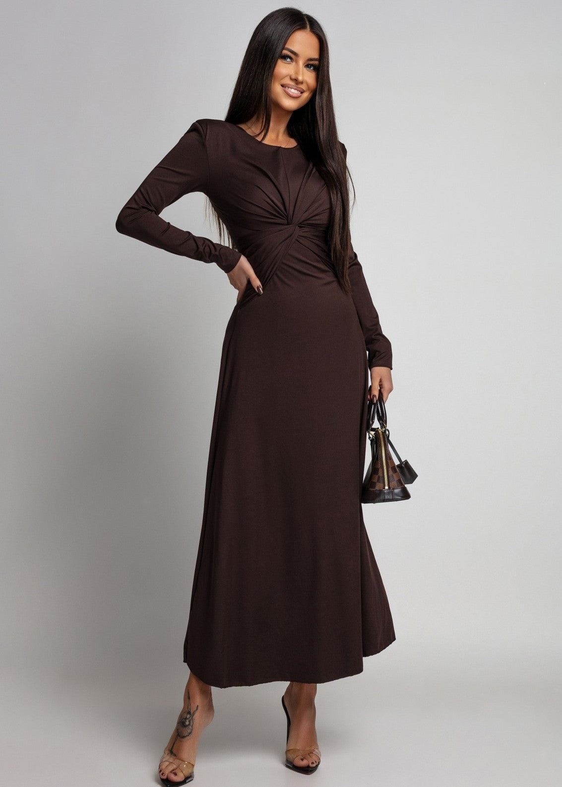 brūna svētku kleita