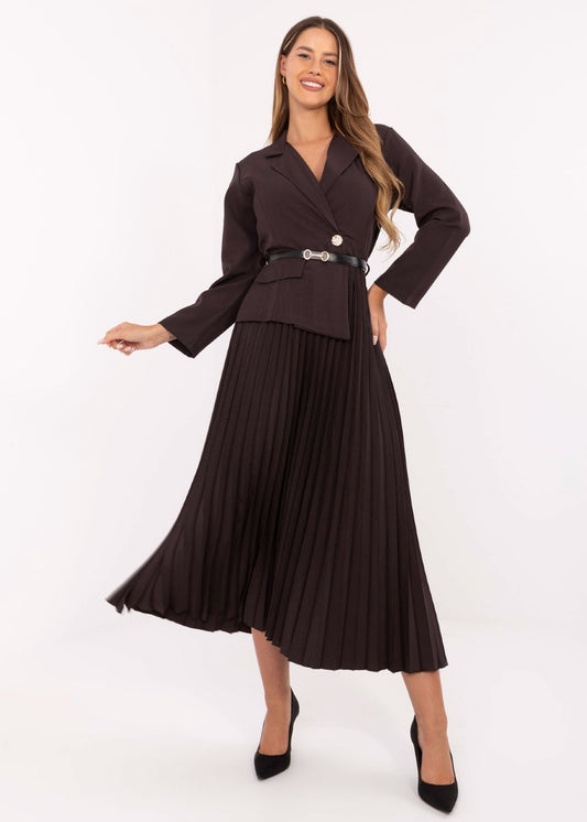 Tumši brūna midi kleita (One size/S-L)