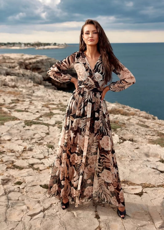 Raiba šifona garā kleita (M; XL)