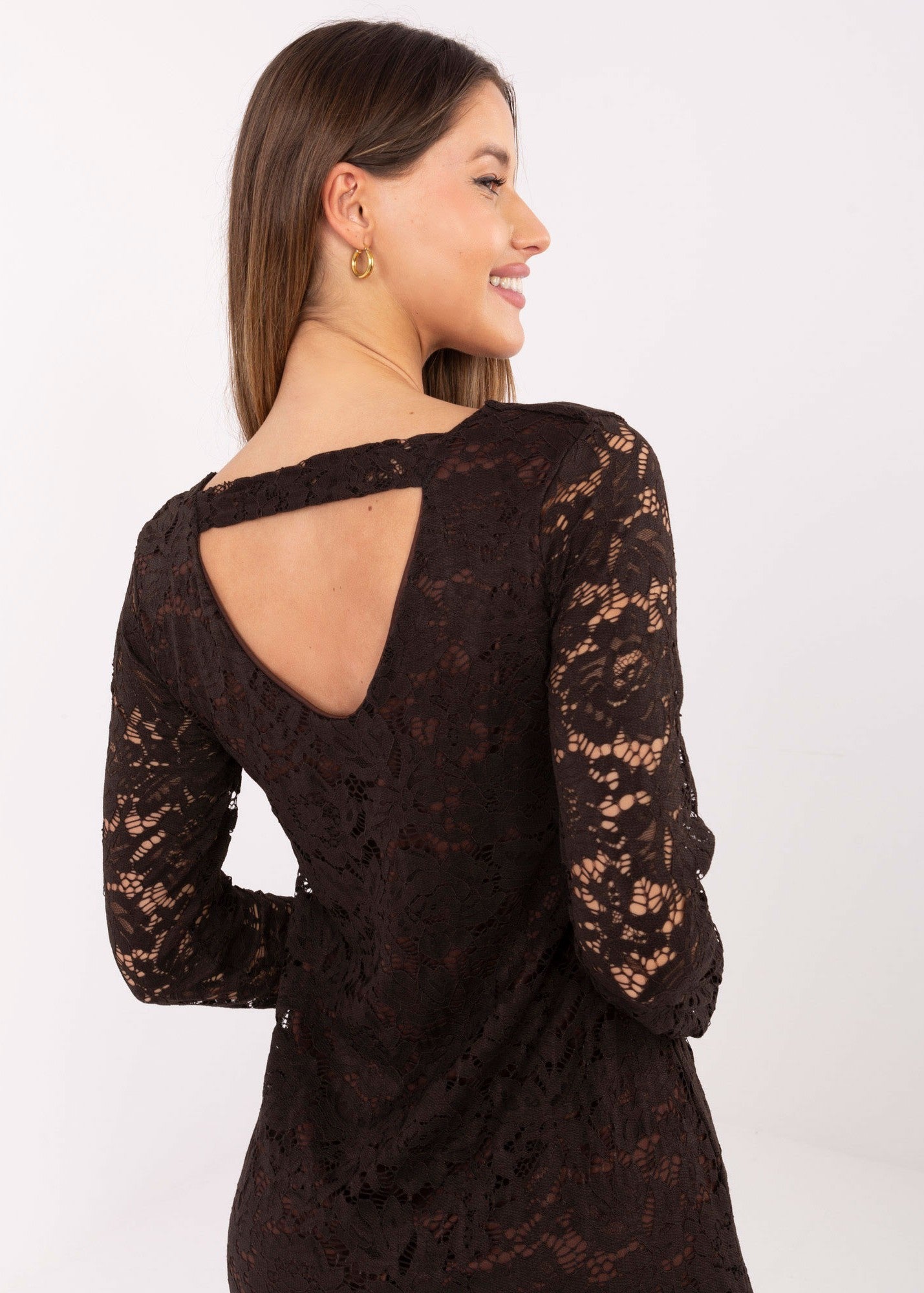 Brūna mežģīņu kleita (One size/S-L)